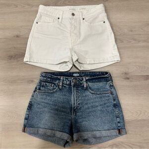 Denim and White Women's Shorts Set